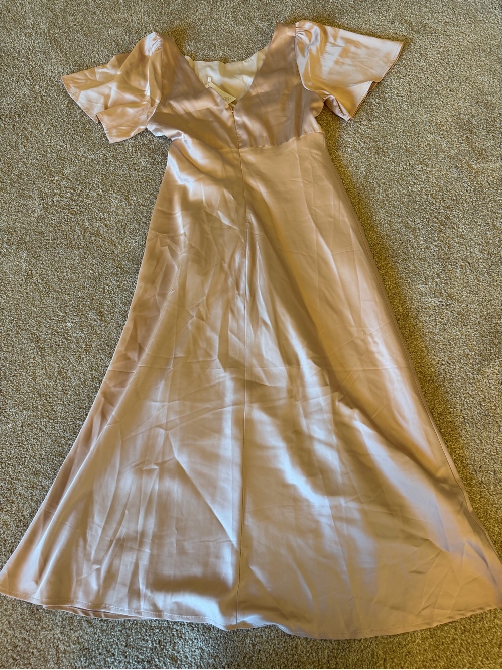Baltic Born Satin Light Pink Midi with V neck back Medium NWT